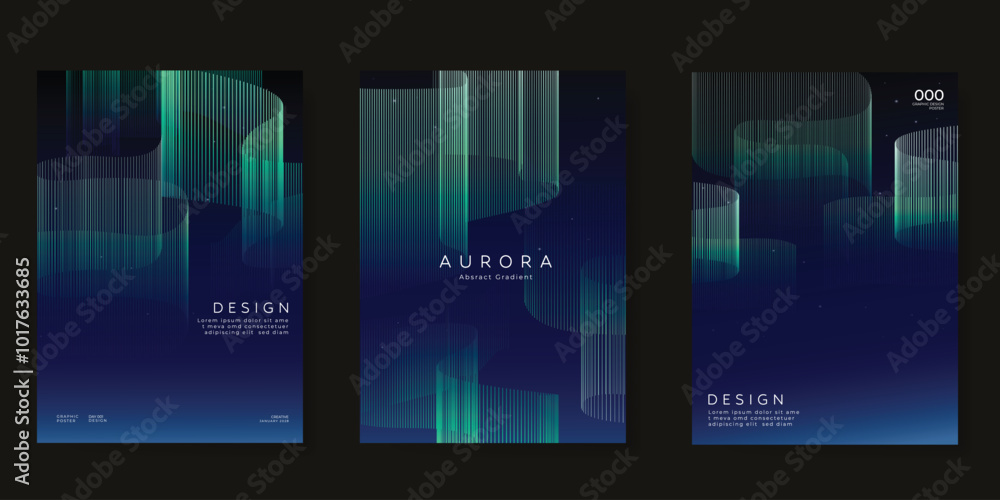 Modern gradient poster aurora design vector set. Minimalist cover ...