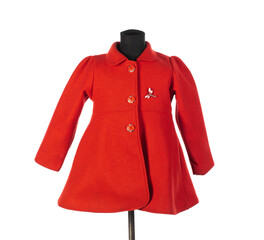 Poster - red children wool coat isolated on white background