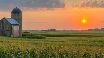 Sunset Over Rolling Cornfields: A Peek Into The Rustic Farm Life In Iowa