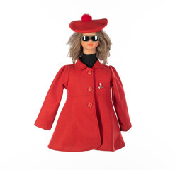 red children wool coat isolated on white background