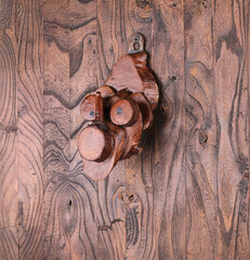 Wall Mural - wooden decorative coat hook on wooden wall