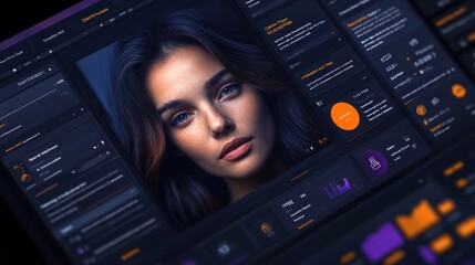 Woman's Face on a Computer Screen