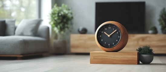 Sticker - Modern Wooden Clock in Living Room