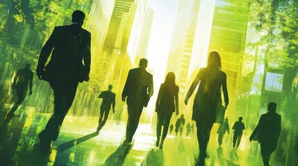 Wall Mural - green business people focused on sustainability high demand in the sustainability space, with a focu