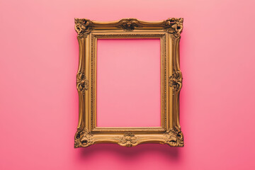 Minimalist decorative frame against a vibrant pink background in a contemporary setting