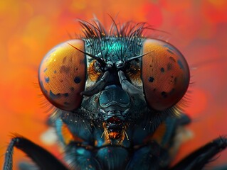 Canvas Print - Fly Eye Macro Photography: Close-up of a Fly's Compound Eyes