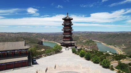 Wall Mural - view of qiankun bay of river huang he in shanxi