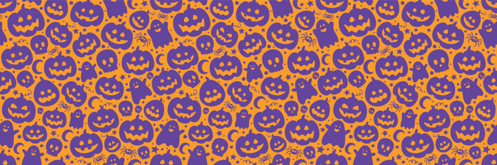halloween background with cute pumpkin lanterns. seamless pattern concept. vector illustration