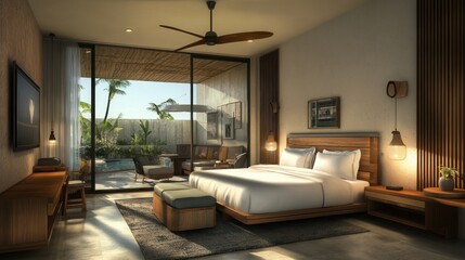 Wall Mural - renewable energy for eco-friendly hotels, allowing hotels to enhance their sustainability efforts by