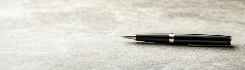 Canvas Print - A sleek pen rests on a smooth surface, symbolizing writing and creativity.