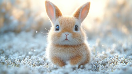 Wall Mural - Cute Bunny in a Winter Wonderland