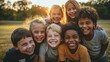 © Thuy Nguyen - Group of smiling diverse children outdoors