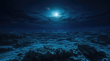 Wall Mural - moonlit ocean with enchanting underwater view