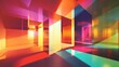 © Pure Imagination - Abstract geometric hallway with colorful translucent walls and floors