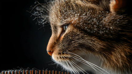 Wall Mural - Close-up of a cat's face with whiskers.