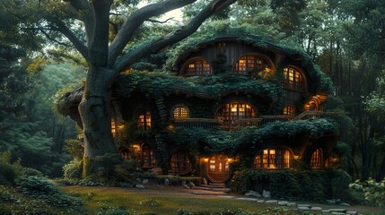 Canvas Print - Enchanted Forest House: A Dreamy Escape