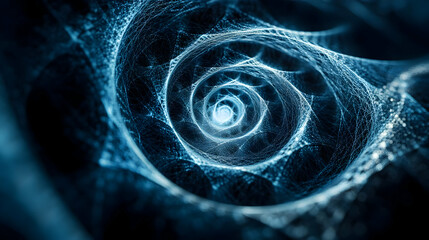 Abstract Blue Spiral Web Pattern.