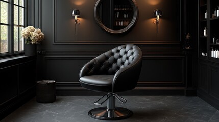 Poster - Modern Salon Interior with Black Leather Chair