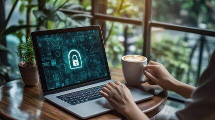 the laptop with lock graphic