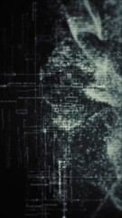 Futuristic metaverse, hi-tech digital data telemetry with encrypted numbers, display dynamic background for computer desktop vertical screen display format