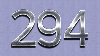 3D Chrome number design of 294 on purple wall.