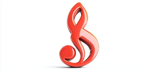 Red musical note art, symbolizing creativity and passion in music, on a white isolated background.