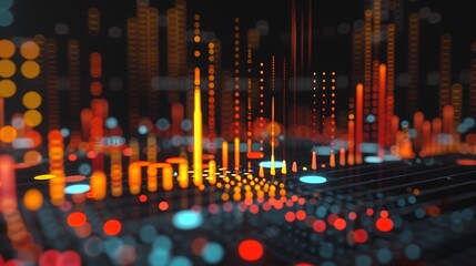 Wall Mural - abstract digital cityscape with glowing lights