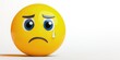 © Bay - A sorrowful smiley face adorned with big expressive eyes and a single tear captures the essence of sadness in a minimalist style against a soft white background