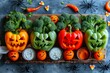 © SnapScape - Table with colorful veggies, Halloween theme, playful decorations
