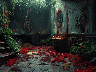 Canvas Print - Bloodstained Roses: A Haunting Interior