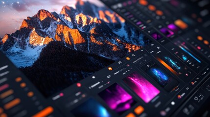 Mountain Landscape with Digital Interface