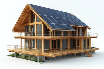 Canvas Print - Modern Eco-Friendly Home with Solar Panels