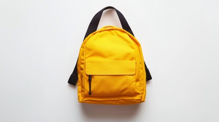 A bright yellow backpack that can be used for carrying books and personal items.