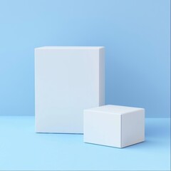 Conceptual mock-up presentation with white cube podium platform isolated on png 3d geometric background of minimal rectangle pedestal block object perspective mock-up.