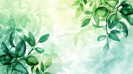 green watercolor foliage abstract background