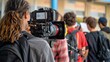 © laliz - Creative Youth High School Students Collaborating on Film Project with Professional Camera Equipment BehindtheScenes Shot Capturing Artistic Vision and Teamwork in Action