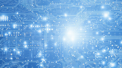 Wall Mural - blue background, abstract computer technology, blurred backdrop copy space of modern technology