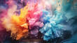 © kichigin19 - multicolored clouds of paint wet watercolor, abstract background spectrum mixing colors creativity idea concept