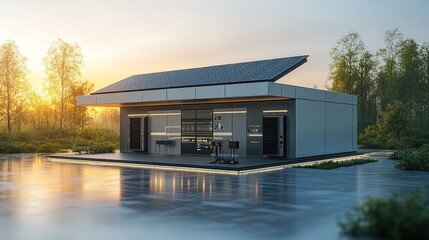 Canvas Print - Modern Solar Powered Building