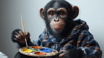 Wall Mural - Chimpanzee Artist