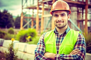 Picture of an Attractive Worker on a Construction Site