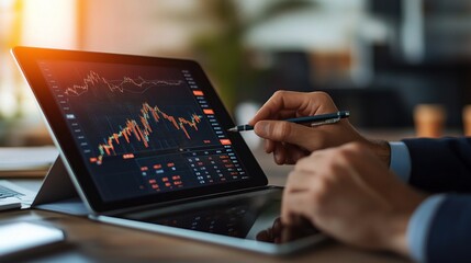 Sticker - Stock Market Analysis on Digital Tablet Display