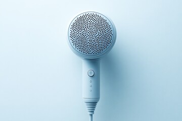 Wall Mural - White Hair Dryer on Blue Background