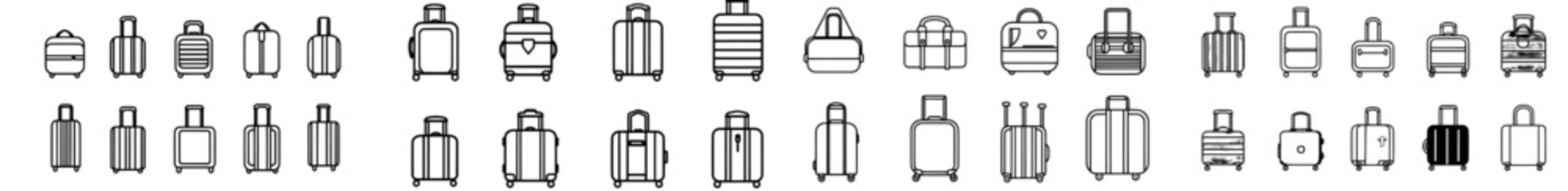 A set of travel bag icons. A set of vacation, travel, and luggage icons. A modern image for tourism design.