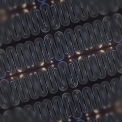 Leinwandbilder - Illustration of a dark glossy pattern consisting wavy lines. 3d rendering