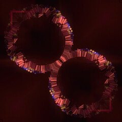 Fototapete - Digital illustration of multiple rectangular elements in the shape of symmetrical half rings. 3d rendering