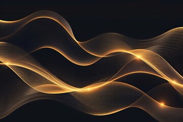 Abstract gold wave lines on dark background. Luxury shiny color gold wavy lines  element. Modern elegant moving lines creative design. Flowing stripe lines graphic. , Generative AI