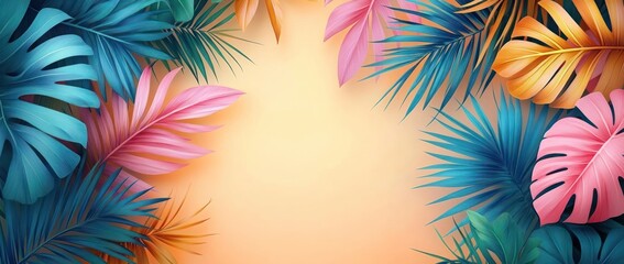 Sticker - Tropical Leaves Summer Background