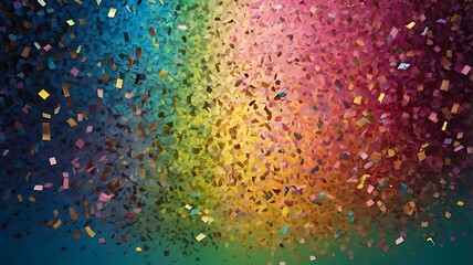 multicolor flying festive confetti on colorful abstract background