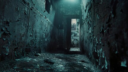 Canvas Print - Abandoned Hallway: A Glimpse into Decay